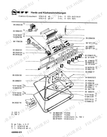 Взрыв-схема плиты (духовки) Neff 1312049602 1076/412WSV1 - Схема узла 03