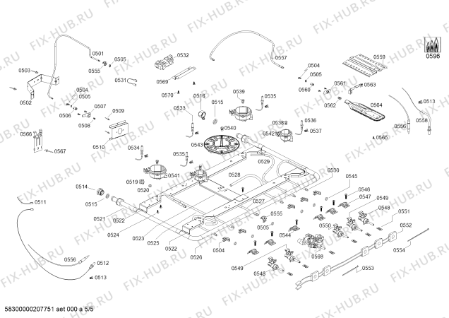 Схема №3 FG125I48SC COCINA CX751 INOX с изображением Держатель для плиты (духовки) Bosch 00637626