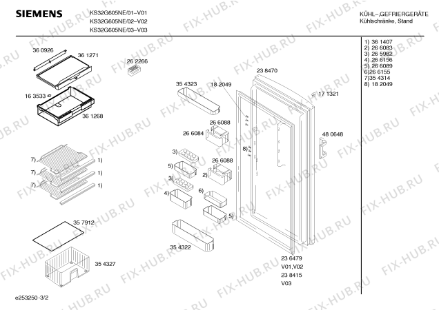Схема №1 KS32G605NE с изображением Контейнер для холодильника Siemens 00361268
