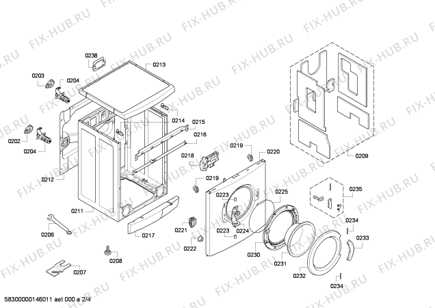 Взрыв-схема стиральной машины Siemens WM14E162CH E14.1CH varioPerfect - Схема узла 02