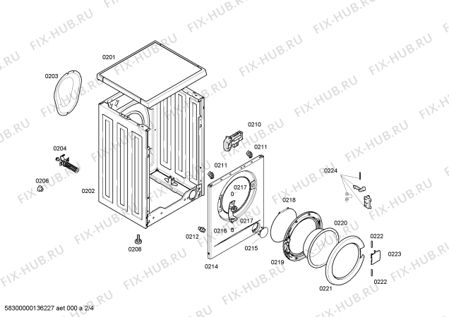 Взрыв-схема стиральной машины Bosch WAA28165GB - Схема узла 02