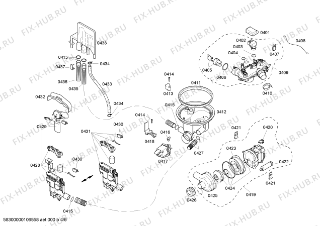 Взрыв-схема посудомоечной машины Bosch SHX46L06UC Bosch - Схема узла 04