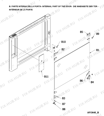 Схема №3 AFO 641 с изображением Дверь (стекло) духовки для плиты (духовки) Whirlpool 482000012881