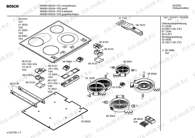 Схема №1 NKM610N с изображением Стеклокерамика для электропечи Bosch 00208727