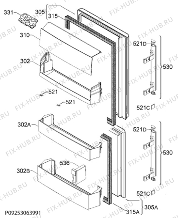 Взрыв-схема холодильника Electrolux RN3613MOX - Схема узла Door 003