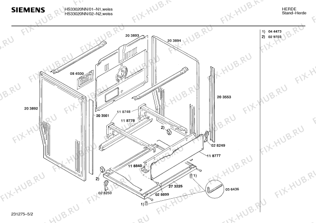 Схема №1 HS33020NN с изображением Панель для плиты (духовки) Siemens 00118753