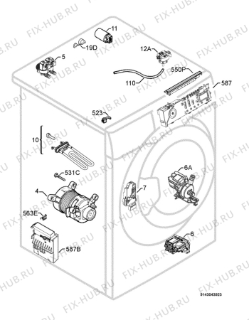 Взрыв-схема стиральной машины Rex Electrolux RWN12592W - Схема узла Electrical equipment 268