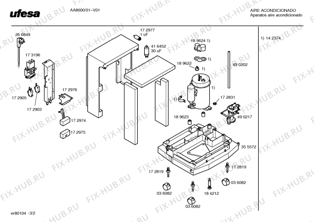 Взрыв-схема кондиционера Ufesa AA8000 POLAR SYSTEM COOLER PLUS - Схема узла 02