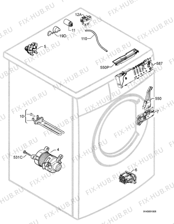 Взрыв-схема стиральной машины Electrolux EWF8048W - Схема узла Electrical equipment 268