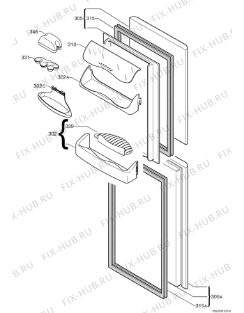 Взрыв-схема холодильника Zanussi Electrolux ZX55/4SI - Схема узла Door 003