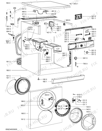 Схема №1 AWO 6425/1 с изображением Обшивка для стиральной машины Whirlpool 481010437962