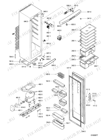 Схема №1 ART 742/H с изображением Часть корпуса для холодильника Whirlpool 481240488023