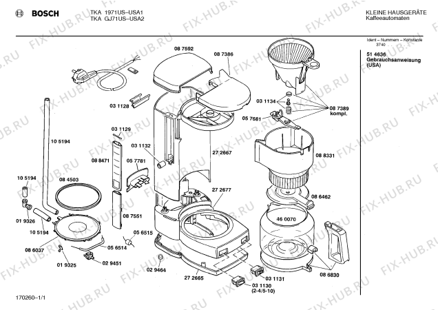 Схема №1 TKAGJ71US с изображением Переключатель для кофеварки (кофемашины) Bosch 00031130
