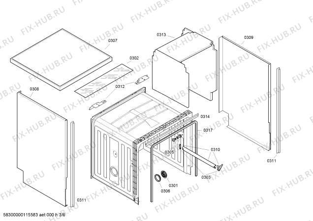 Взрыв-схема посудомоечной машины Bosch SGS33E62EU - Схема узла 03