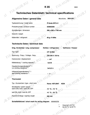 Взрыв-схема холодильника Aeg S2972-4I - Схема узла Technical features