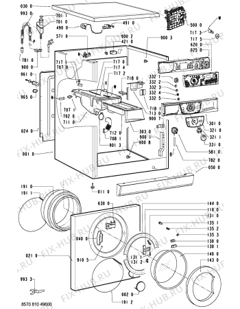 Схема №1 AWM 8103/1 с изображением Обшивка для стиралки Whirlpool 481245210657