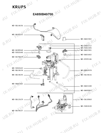 Взрыв-схема кофеварки (кофемашины) Krups EA850B40/700 - Схема узла MP004855.0P3