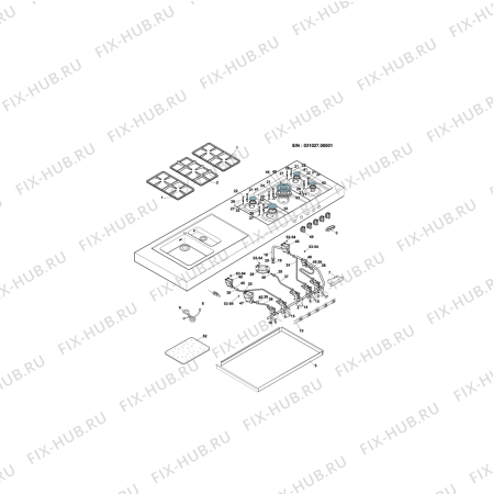 Взрыв-схема плиты (духовки) Ariston XBP40TCDX2VFB (F030358) - Схема узла