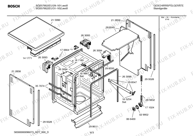 Схема №2 SE25M271EU с изображением Краткая инструкция для посудомоечной машины Bosch 00590974