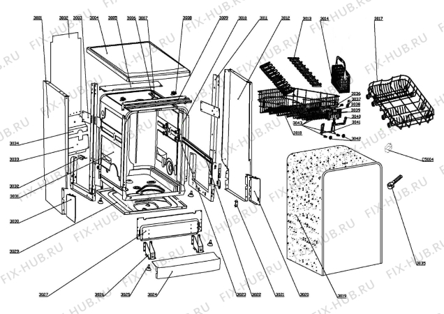 Схема №2 DW87S с изображением Дверца для посудомойки DELONGHI DAU1590137