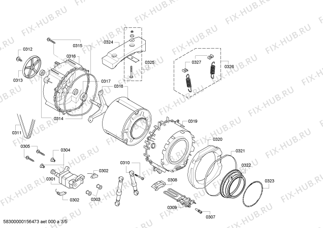 Взрыв-схема стиральной машины Bosch WAE28444OE Maxx 7 VarioPerfect - Схема узла 03