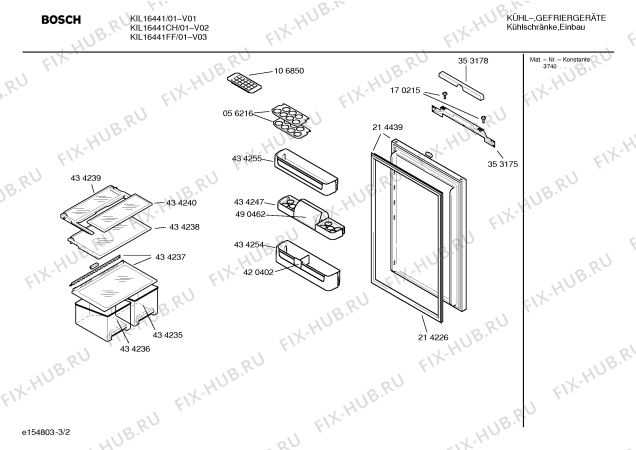 Взрыв-схема холодильника Bosch KIL16441FF - Схема узла 02