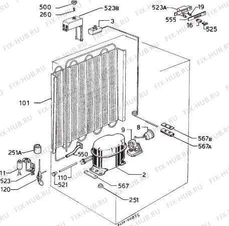 Взрыв-схема холодильника Privileg 002837 3 - Схема узла Cooling system 017