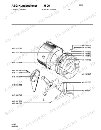 Взрыв-схема стиральной машины Aeg LAV7104 - Схема узла Tub and drum