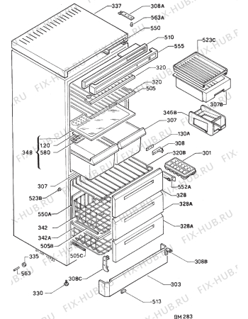 Взрыв-схема холодильника Zanussi ZF80/30FF - Схема узла Housing 001