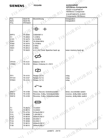 Схема №4 RS324R6 с изображением Инструкция по эксплуатации для звукотехники Siemens 00531037