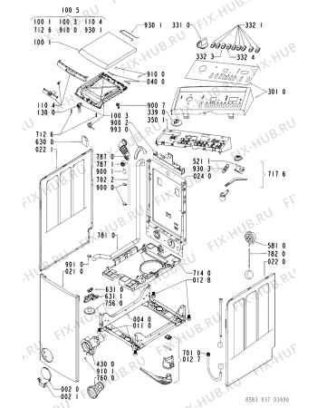 Схема №1 WATE 9379/1 с изображением Обшивка для стиралки Whirlpool 481245214497