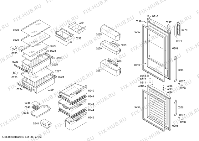 Схема №1 3KRP7667 с изображением Выдвижной ящик для холодильника Bosch 00676161