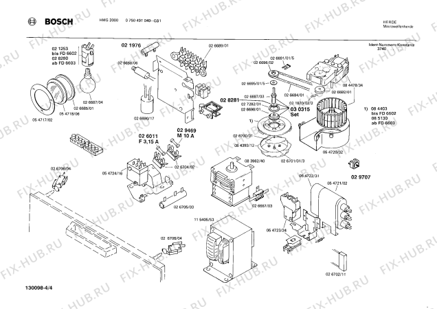 Взрыв-схема микроволновой печи Bosch 0750491049 HMG2000 - Схема узла 04