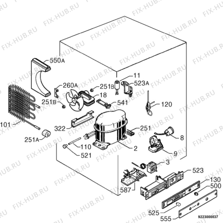 Взрыв-схема холодильника Zanussi ZU9120F - Схема узла Cooling system 017