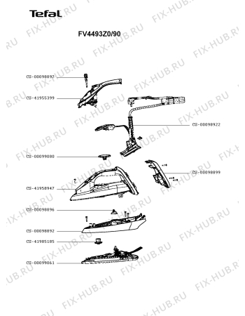 Схема №1 FV4493Z0/90 с изображением Рукоятка для электропарогенератора Tefal CS-41958947