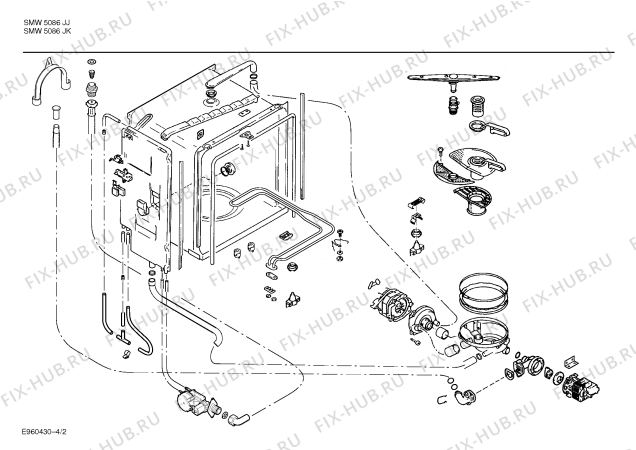 Взрыв-схема посудомоечной машины Bosch SMI5086JJ - Схема узла 02