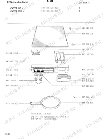 Схема №1 LAV961 W с изображением Тумблер для стиральной машины Aeg 8996452240683