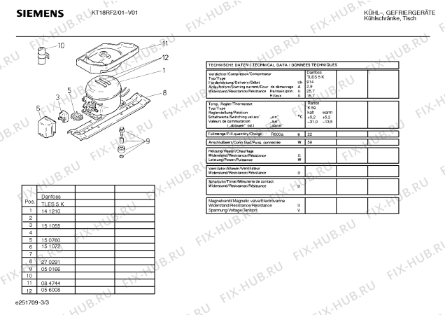 Взрыв-схема холодильника Siemens KT18RF2 - Схема узла 03