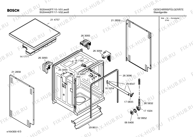 Схема №1 SGS4442FF с изображением Инструкция по эксплуатации для электропосудомоечной машины Bosch 00580701