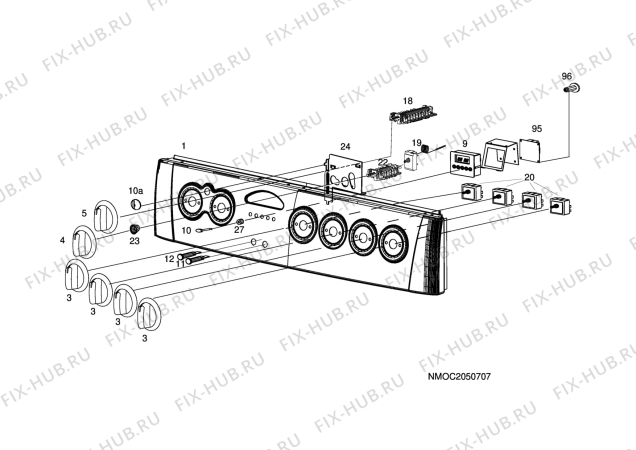 Взрыв-схема комплектующей Electrolux EKC6160 - Схема узла H10 Control Panel