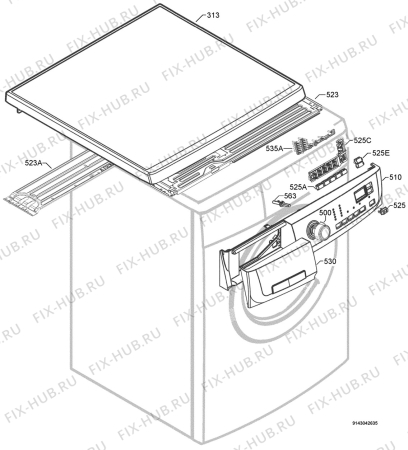 Взрыв-схема стиральной машины Zanussi Electrolux ZWF9570W - Схема узла Command panel 037