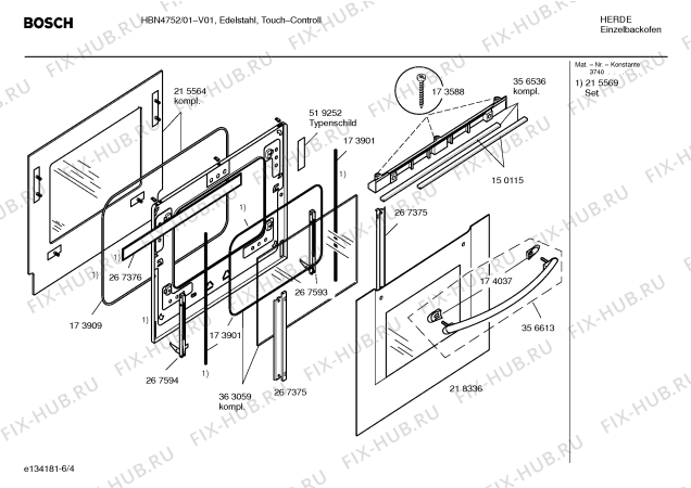 Схема №2 HBN4752 с изображением Инструкция по эксплуатации для духового шкафа Bosch 00500263