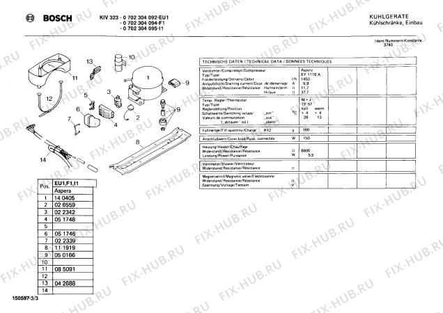 Взрыв-схема холодильника Bosch 0702304095 KIV323 - Схема узла 03