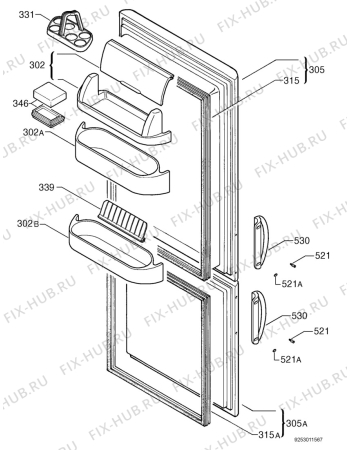 Взрыв-схема холодильника Electrolux ER8031B - Схема узла Door 003