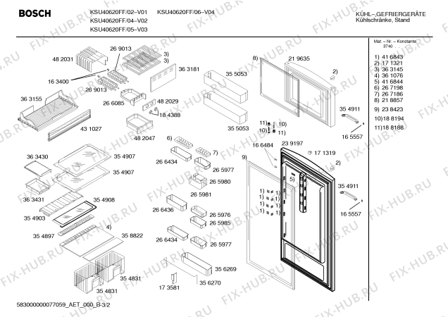 Взрыв-схема холодильника Bosch KSU40620FF - Схема узла 02