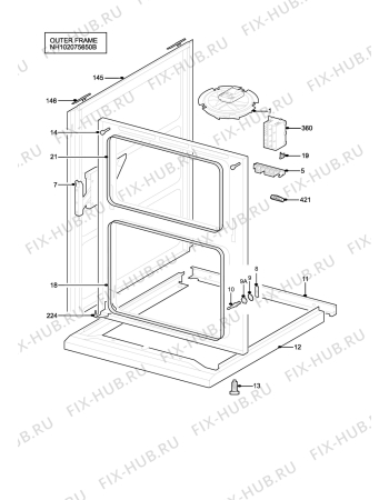 Взрыв-схема плиты (духовки) Electrolux EKM6045XN - Схема узла H10 Outer Frame