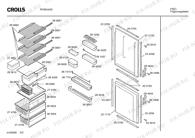 Схема №1 RF9654 с изображением Панель для холодильной камеры Bosch 00285023