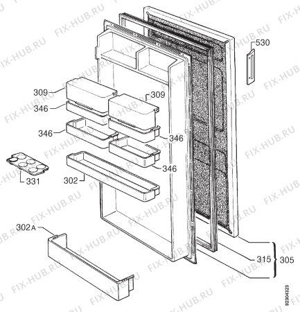 Взрыв-схема холодильника Frigidaire R2530C - Схема узла Door 003