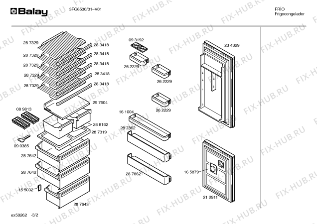 Взрыв-схема холодильника Balay 3FG6530 - Схема узла 02