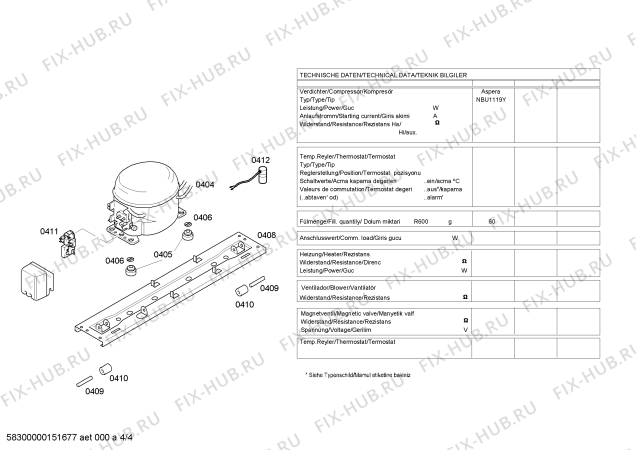 Взрыв-схема холодильника Bosch KDN49V04NE - Схема узла 04